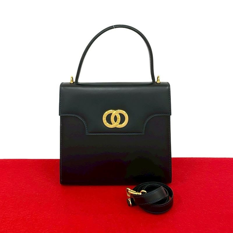 Celine Circle Logo Hardware Calf Leather 2-Way Handbag Tote Bag