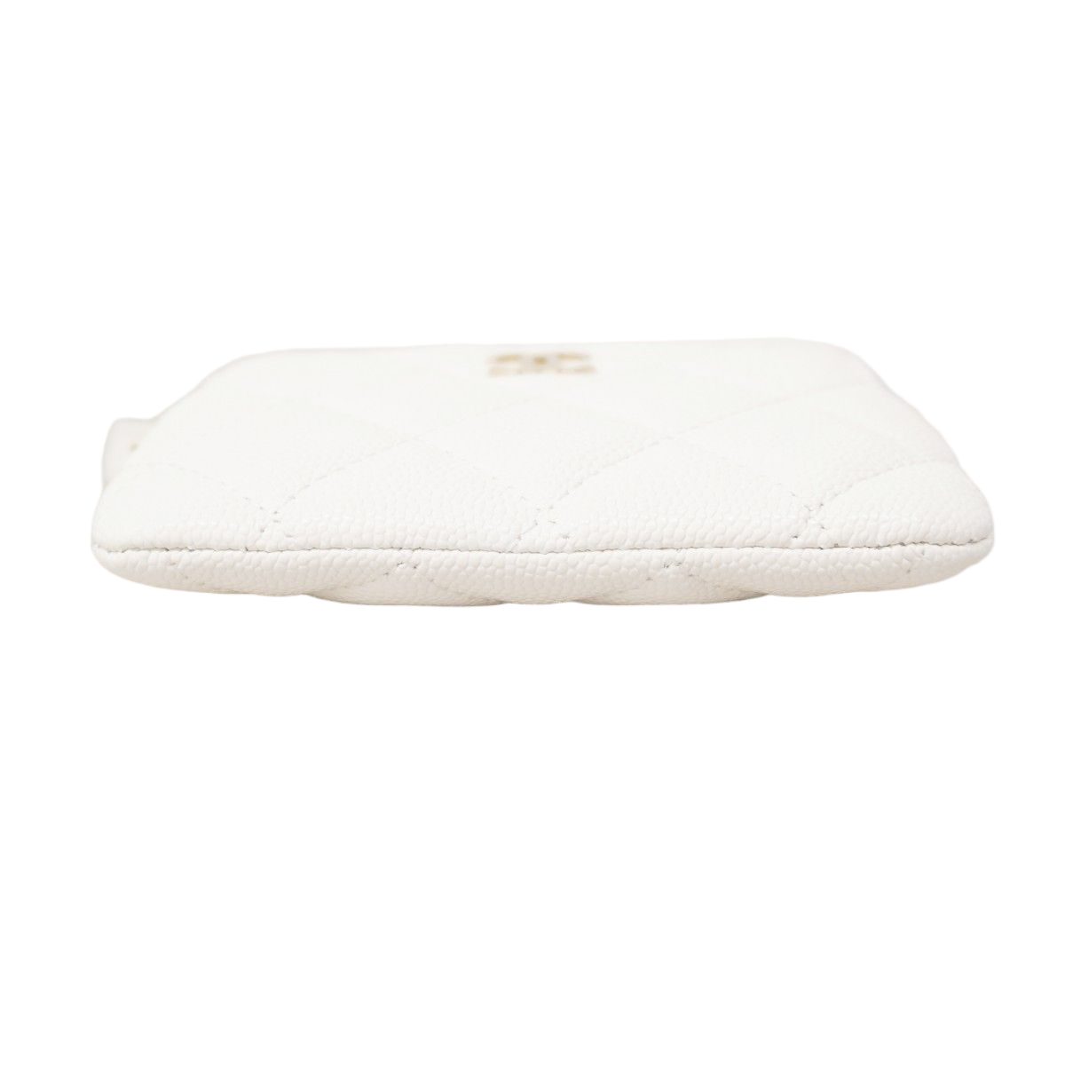 Chanel Coin Case Quilted Caviar Leather White Champagne Gold — view 2