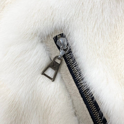 Louis Vuitton I Mink Leather Coat Long Toggle 40 Ivory Beige Silk — view 9