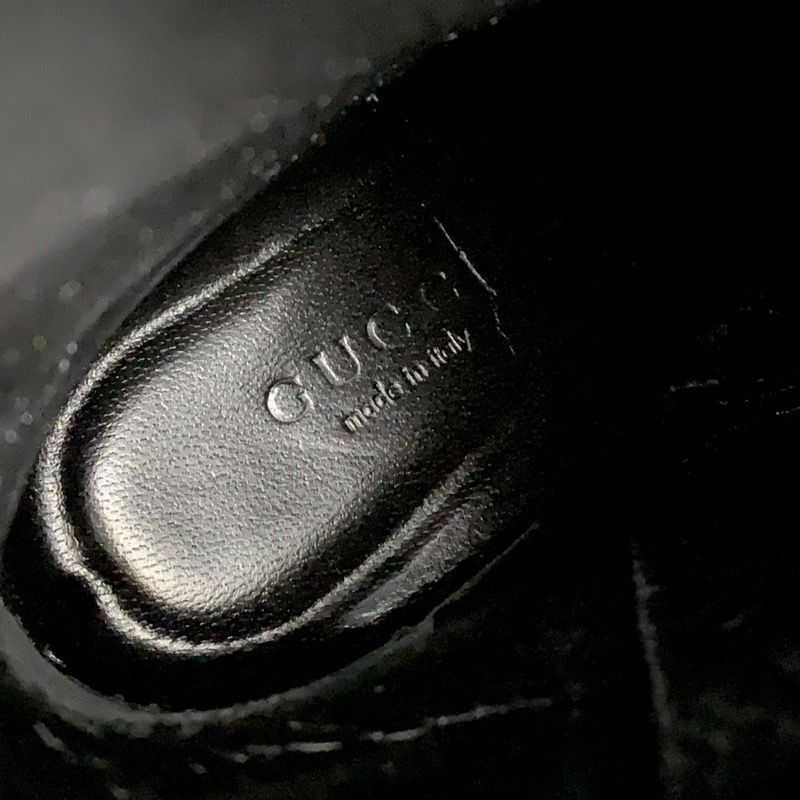 Gucci Boots Short Boots Shoes Chain Belt Leather Black Gold