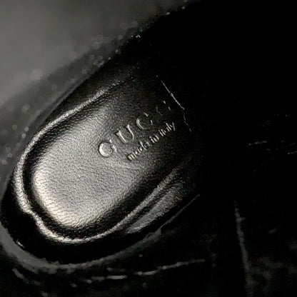 Gucci Boots Short Boots Shoes Chain Belt Leather Black Gold