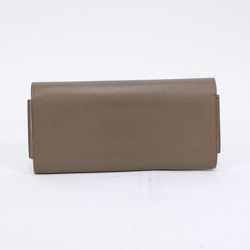 Hermes Passant Long Origan Leather Brown Wallet Silver