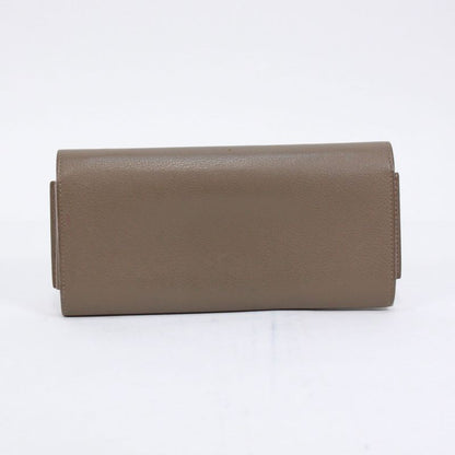 Hermes Passant Long Origan Leather Brown Wallet Silver