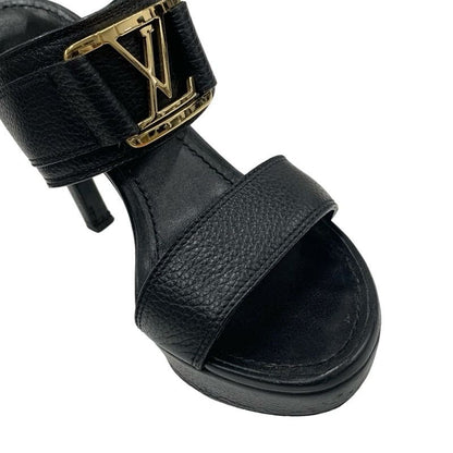 Louis Vuitton Horizon Line Sandals Shoes Leather Black Gold Lvhardware