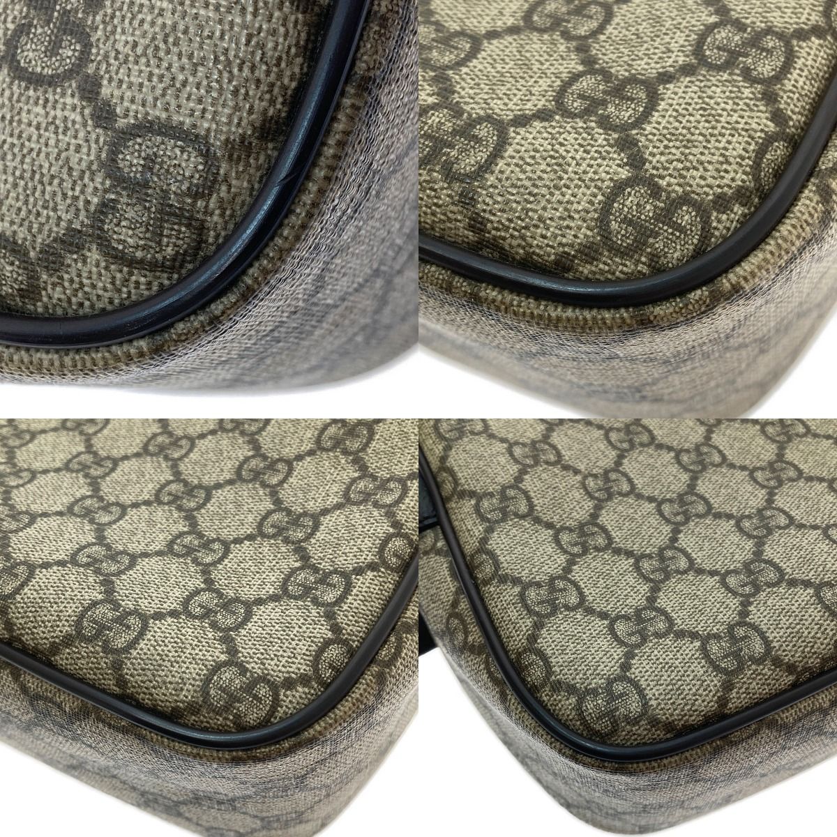 Gucci Second Bag GG Supreme Leather PVC Coating Beige Brown 131224