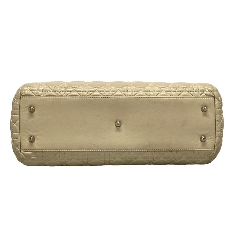 Dior/christian Dior Tote Bag Canage Stitch Ivory Chain Shoulder/silver Hardware