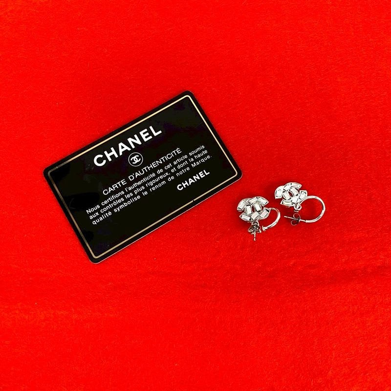 Chanel Coco Mark Motif Plated Rhinestone Earrings Accessories 01P