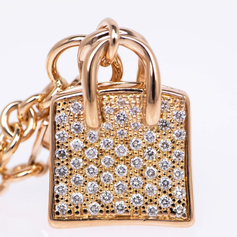 Hermes Bracelet Amulet Birkin SH 750pg 18K Gold Diamond 0.44ct 15cm