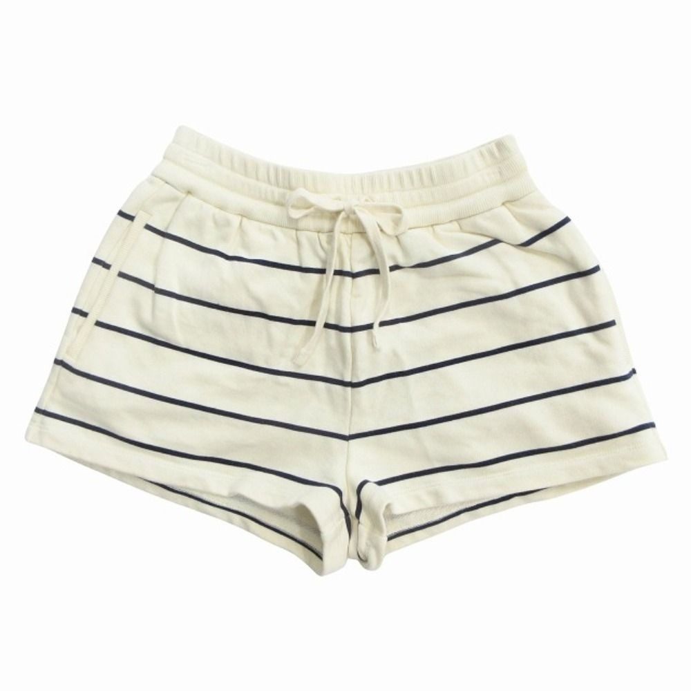 Miu Miu Cotton Sweatshirt Shorts Pants Border Logo Embroidery XS Ivory