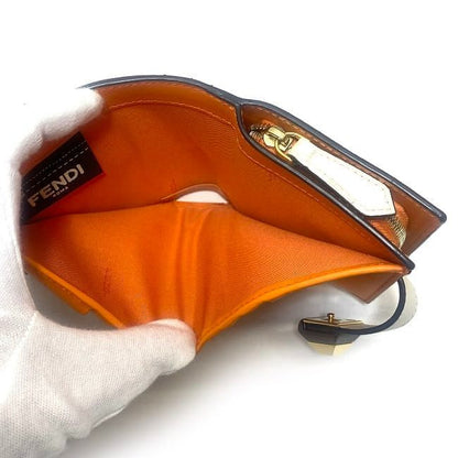 Fendi Bifold Wallet Beige Gold Orange 8m0386 Excellent Condition