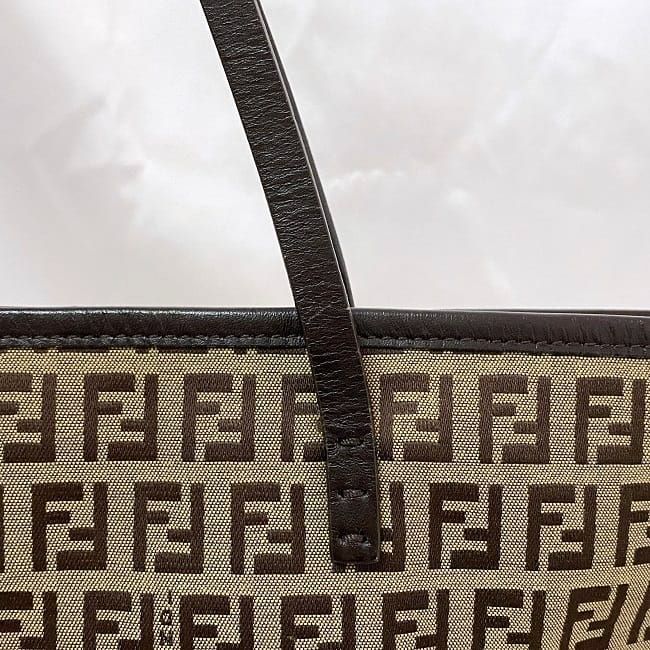 Fendi Tote Bag Ec21844 Beige Brown Zucchino
