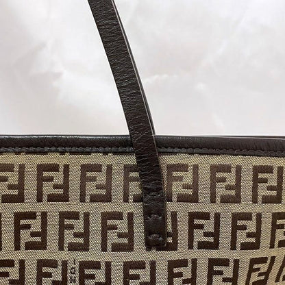 Fendi Tote Bag Ec21844 Beige Brown Zucchino