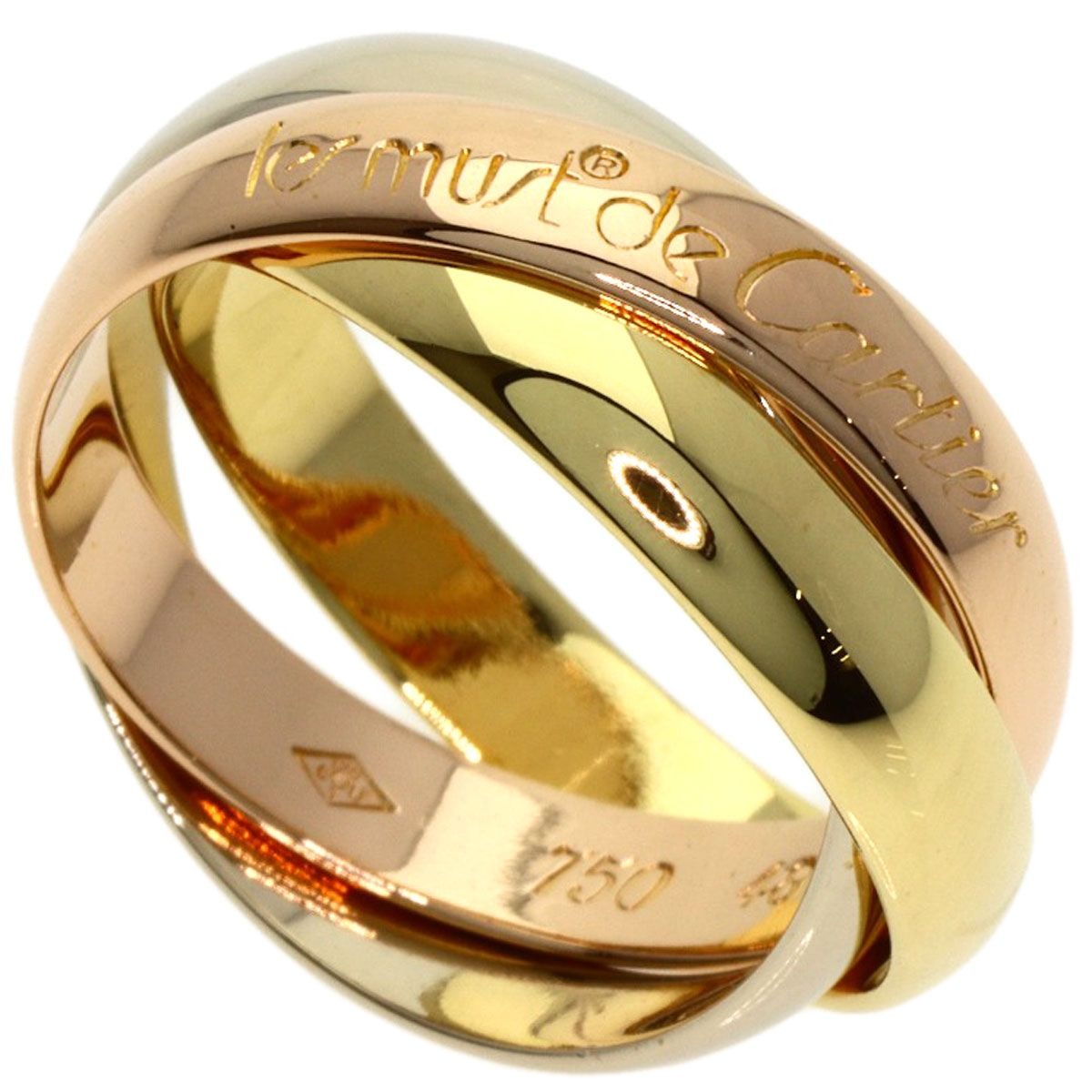 Cartier Trinity 48 Ring 18K Yellow Gold White Pink