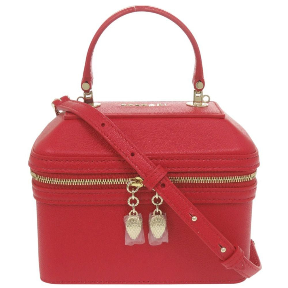 Bvlgari 2-Way Serpenti Leather Red Vanity Bag Handbag