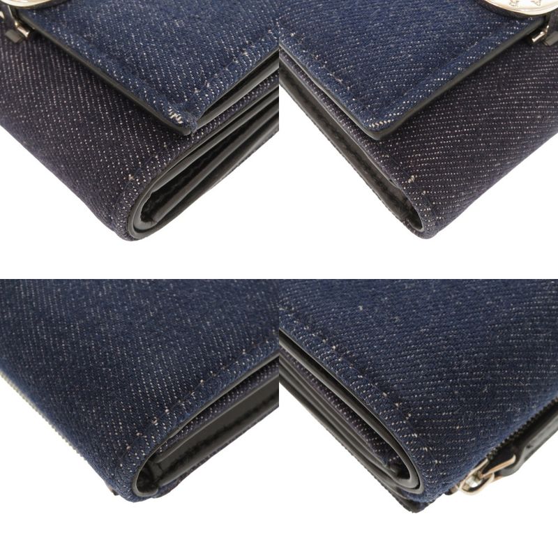 Bulgari Clip Denim Blue Trifold Wallet 1905 Bvlgari