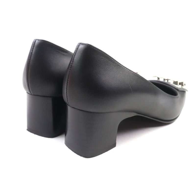 Hermes Silver Hardware Collierd Chien Delicate Square Toe Chunky Heel Leather