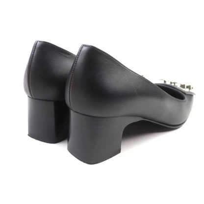 Hermes Silver Hardware Collierd Chien Delicate Square Toe Chunky Heel Leather