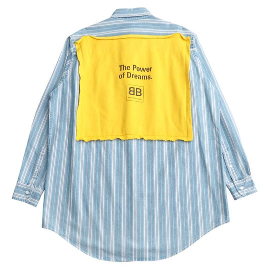 Balenciaga Oversized Button-down Collar Striped Denim Shirt Long Sleeve Shirt