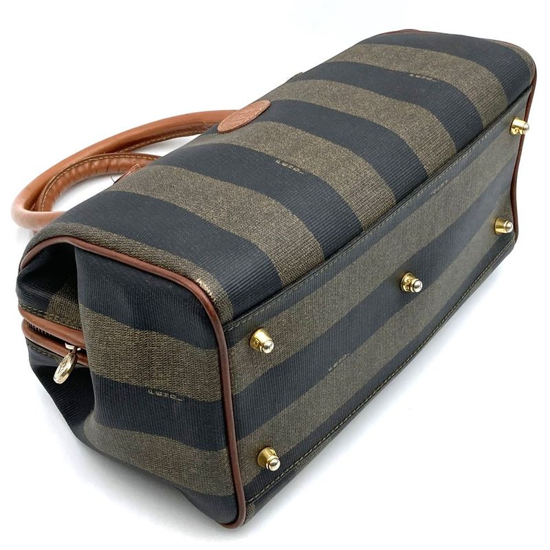 Fendi 119 259022 Pecan Pattern Canvas Mini Boston Handbag Brown Travel Vintage