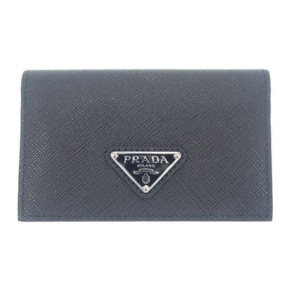 Prada Saffiano Triangle 1 Mc110 qhh f0632 Card Case Black Silver