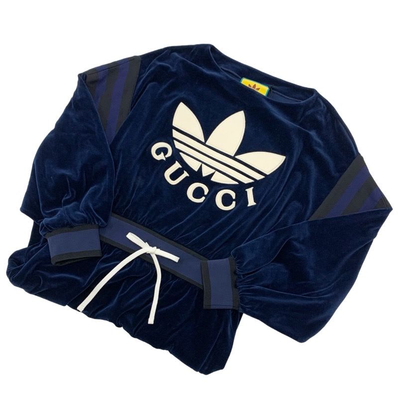 Gucci Dress Navy Ivory Black Adidas Logo Cotton Nylon