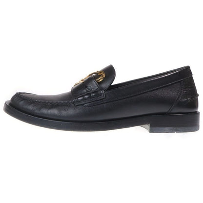 Fendi Fendace Fender Che Fflogo Safety Pin Leather Shoes Loafers Black