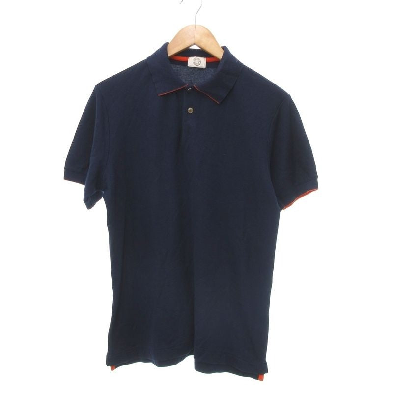 Hermes Serie Polo Shirt Dubourges Short Sleeves M Navy Blue UO GY18