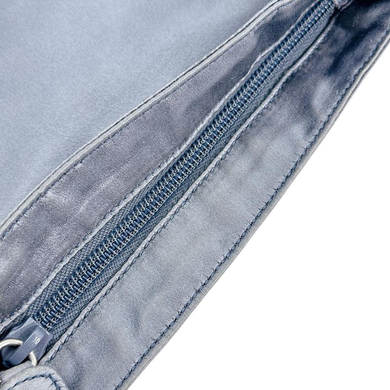 Prada Triangle Logo Pochette Silk Satin Shoulder Bag Prada Light Gray