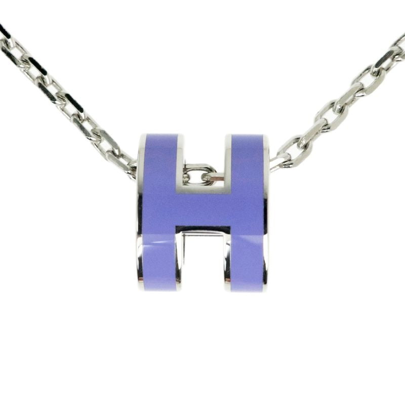 Hermes Necklace Pop Ash Mini Pendant H Lila Silver-color Accessories