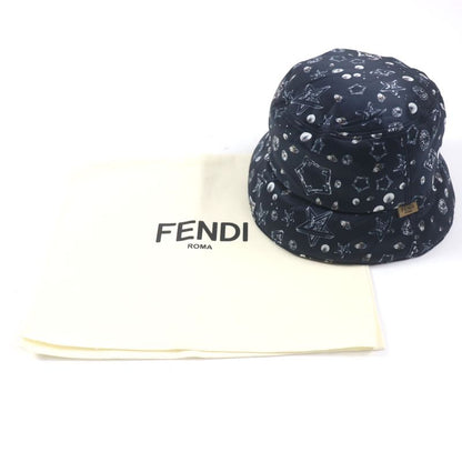  Fendi Fxq966 FF Logo Zucca Star Reversible Hat Bucket Hat Navy Storage With