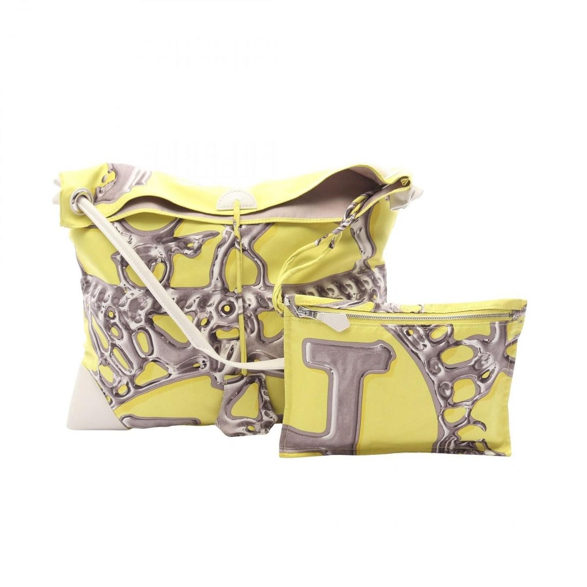Hermes Shoulder Bag Silky City PM Yellow Silk Leather