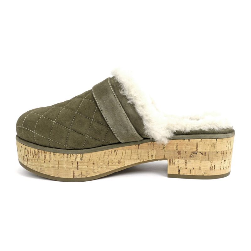 Chanel 21B Clog Sabot Sandals Khaki Gdhardware G45183 Size 36 Shoes