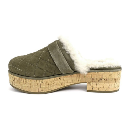 Chanel 21B Clog Sabot Sandals Khaki Gdhardware G45183 Size 36 Shoes