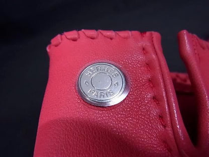 Hermes Serie Lambskin Heart Gloves Winter Wear Size 7.5 Women's Pink Fs2470