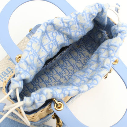 DIOR Lady Dior Medium Handbag Wicker Jacquard Women's