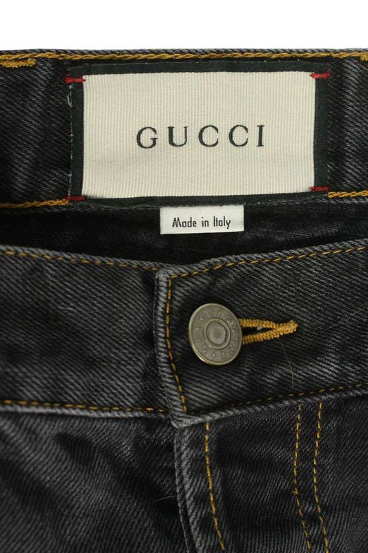 Gucci 408637 Xdap2 Tapered Denim Pants With Embroidery Men's 34