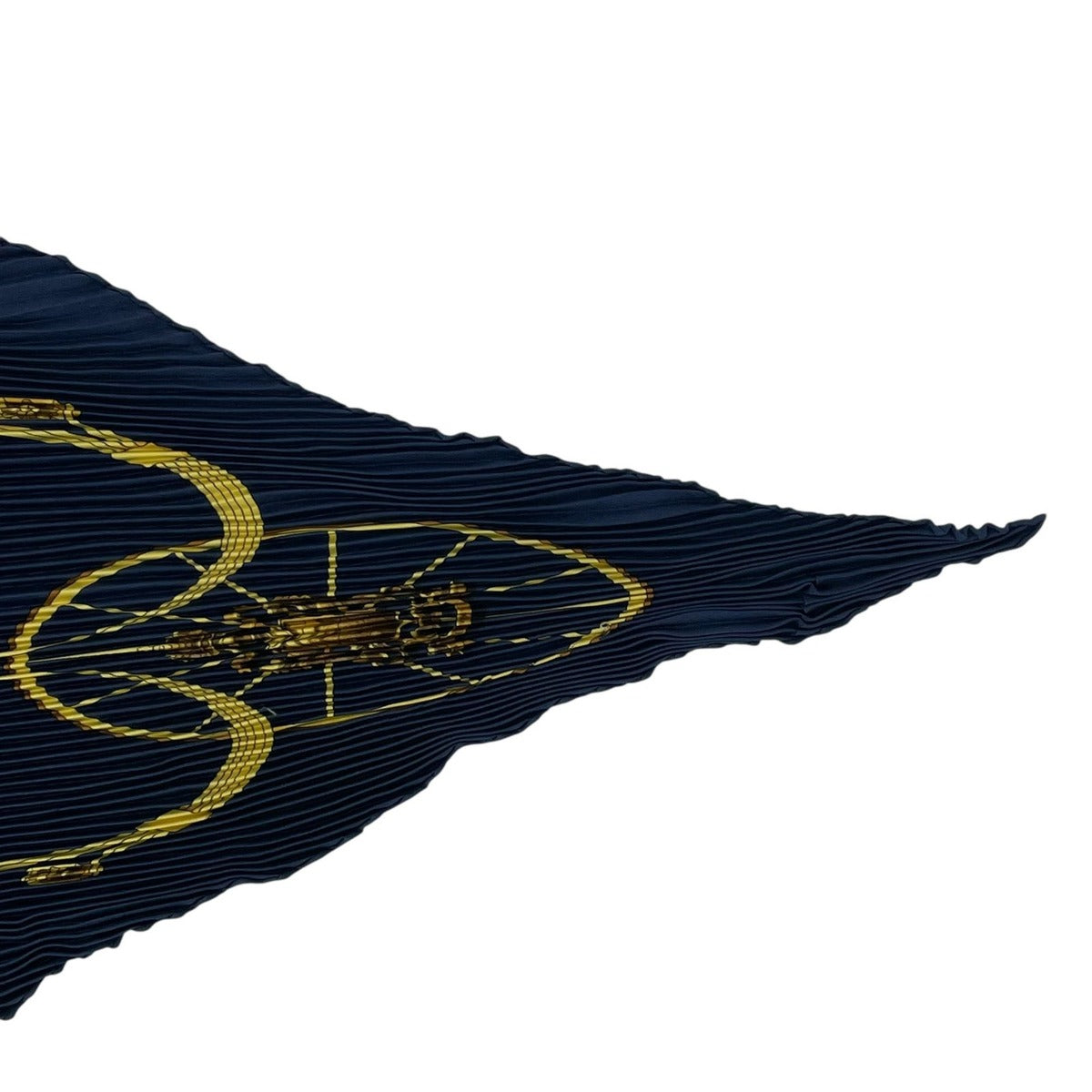 Hermes Scarf Pleated Silk Springs Spring Carriage Navy — view 5