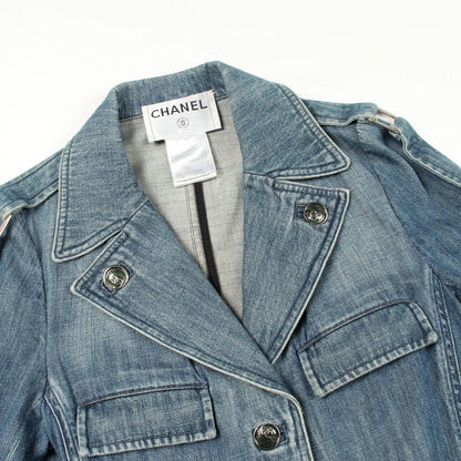 Chanel Denim Coat CC Logo Button — view 12