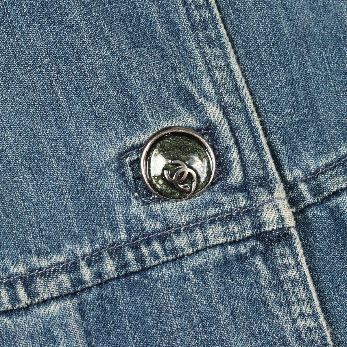 Chanel Denim Coat CC Logo Button — view 14