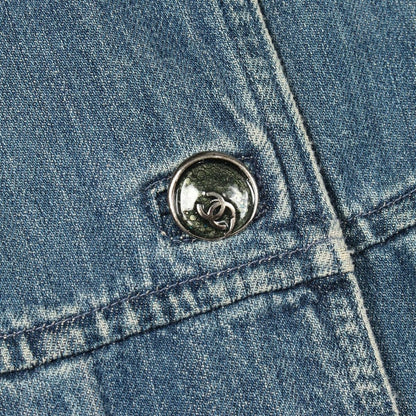 Chanel Denim Coat CC Logo Button — view 14