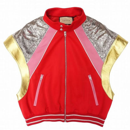 Gucci Sequin Decoration Zip Jacket Blouson Short Sleeve Interlocking
