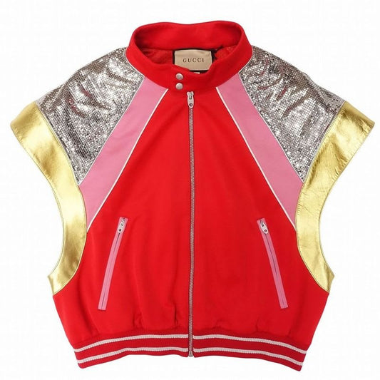 Gucci Sequin Decoration Zip Jacket Blouson Short Sleeve Interlocking