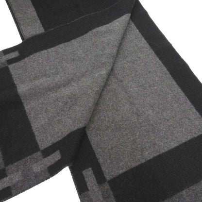 Hermes H Passant Cashmere Grey Black Scarf 0734 Hermes