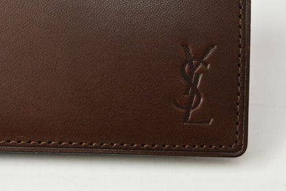 Saint Laurent Card Case Pass Case YSL Saint Laurent Leather Vintage Dark Brown