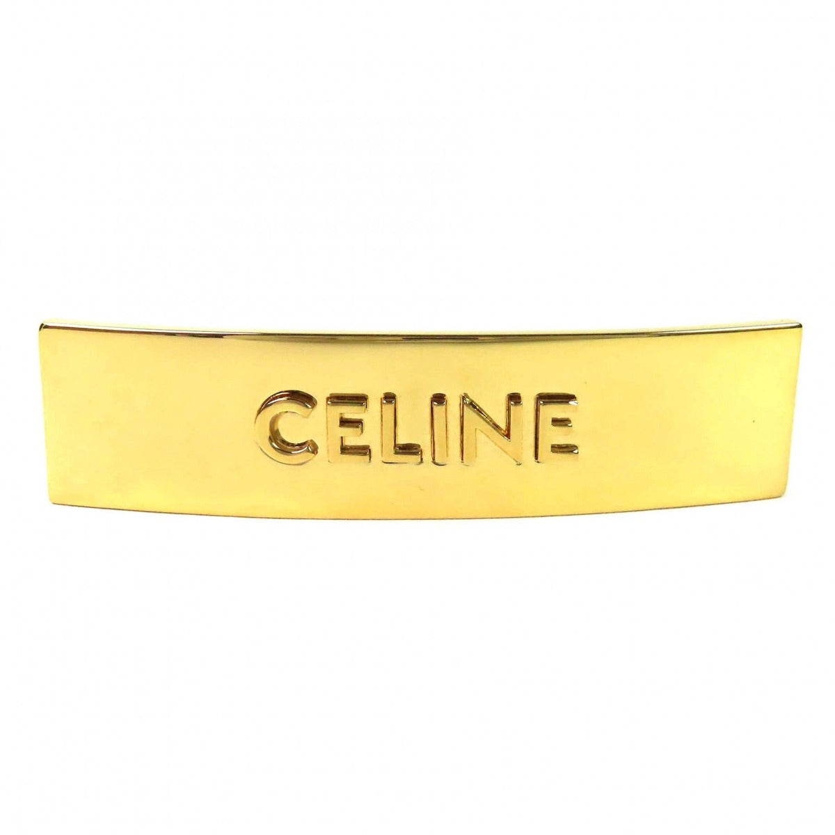Celine Logo Square Barrette Hair Clip Hairpin Gold