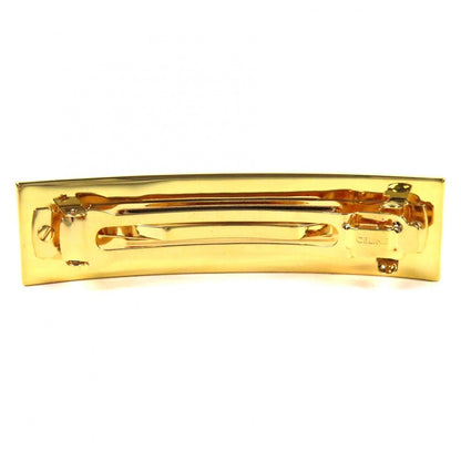 Celine Logo Square Barrette Hair Clip Hairpin Gold — view 3