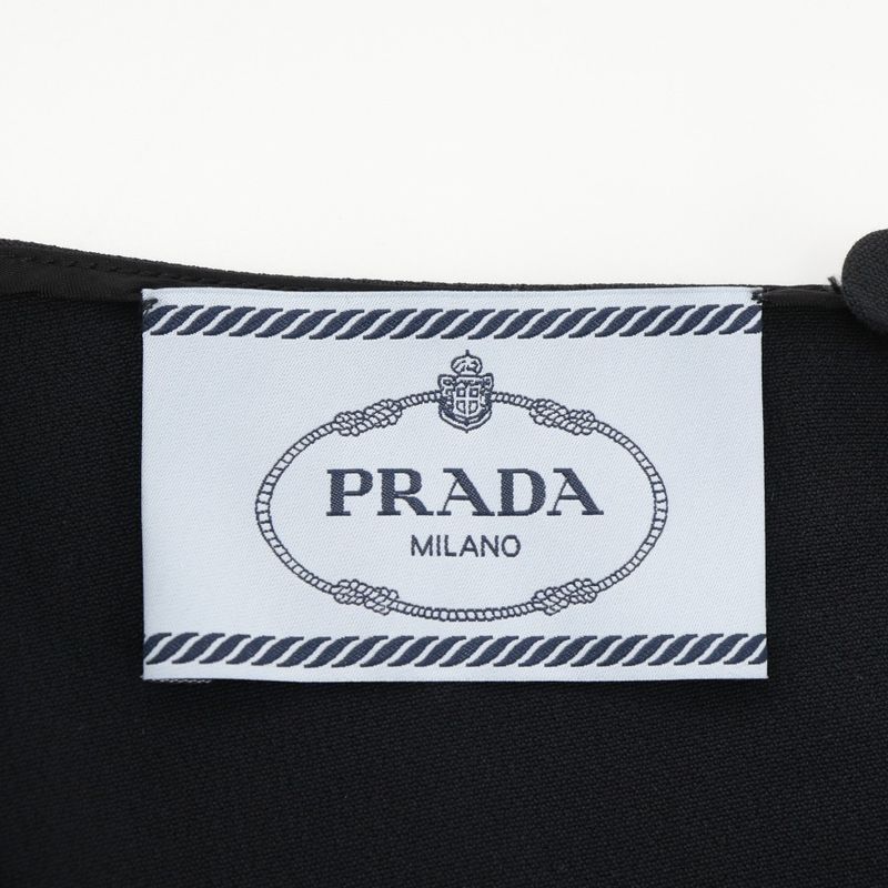 Prada Backhole Short Sleeve Rayon Black Women's Dress