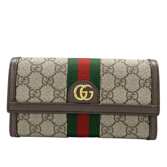 Gucci Wallet Ophidia Beige Ebony Dark Brown Leather X