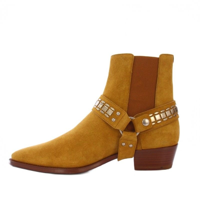 Celine Camargue Biker Chelsea Boots Short Side Gore Suede 43 Brown KH