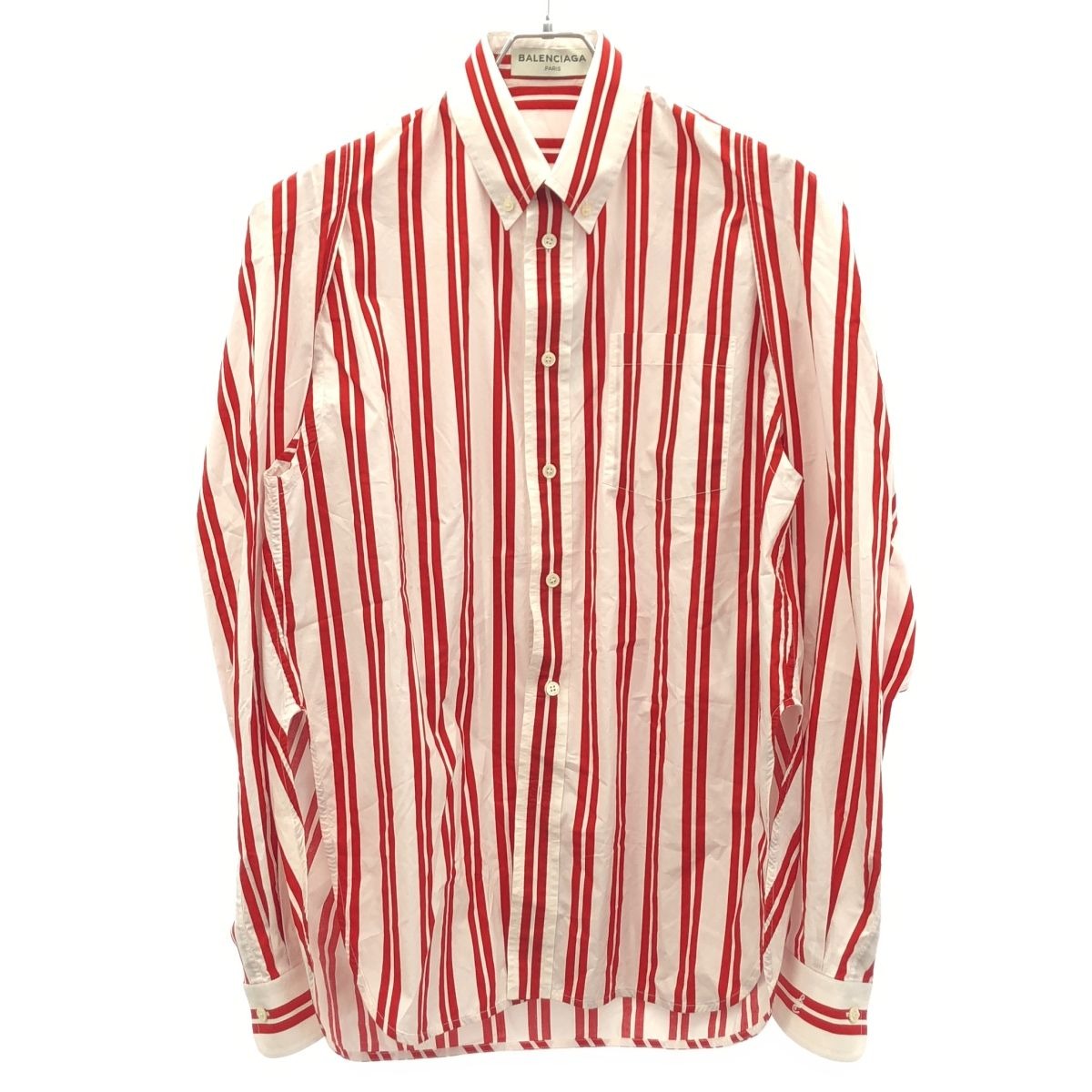 Balenciaga Striped Oversize Shirt White Red 36